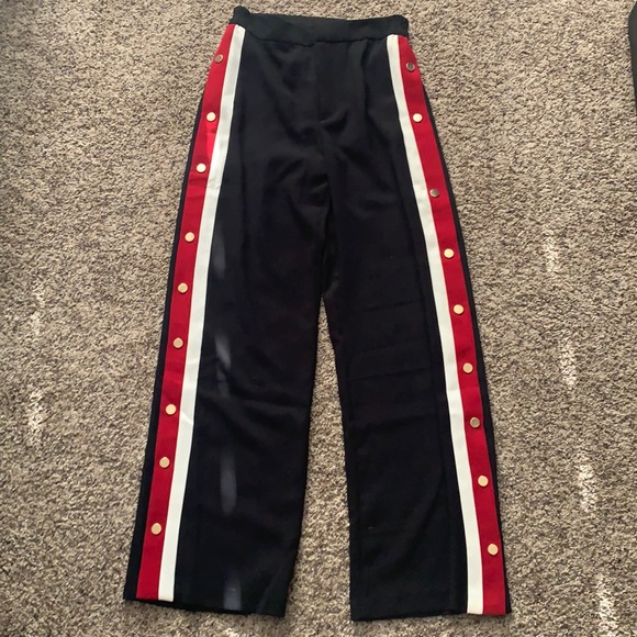 Zara Woman Wideleg Striped Tear Away 